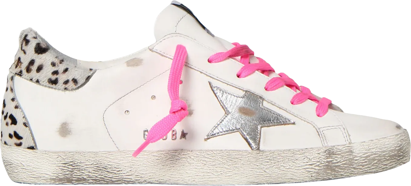 Golden Goose Super Star White Silver Pink Leopard Print (Women's